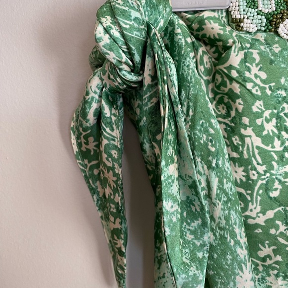 Zara Green Printed Wrap Skirt with Beaded Waist Size S - Picture 8 of 12